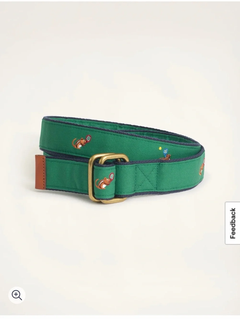 Mens Brooks Brothers D-Ring Ribbon Belt Size medium whimsical squirrel tennis